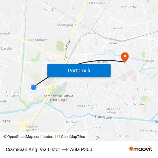 Ciamician Ang. Via Lister to Aula P300 map