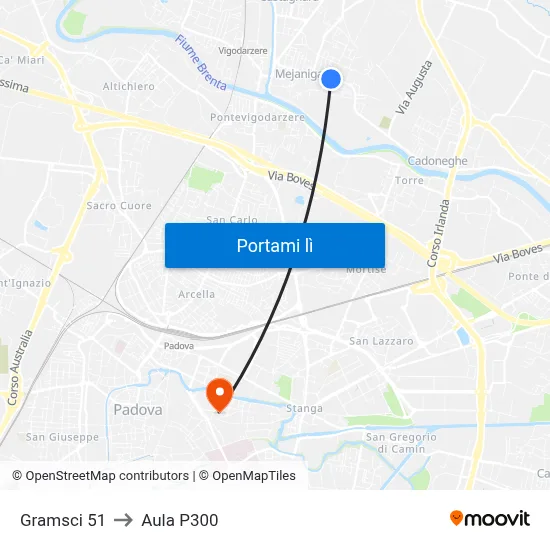 Gramsci 51 to Aula P300 map