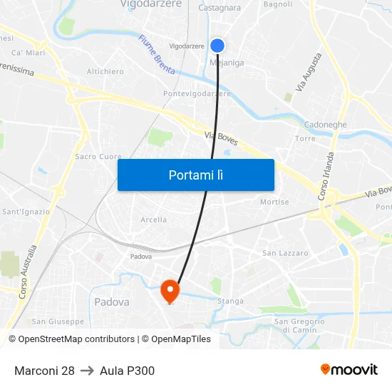 Marconi 28 to Aula P300 map