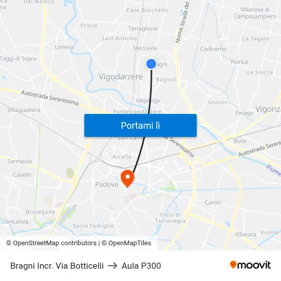 Bragni Incr. Via Botticelli to Aula P300 map