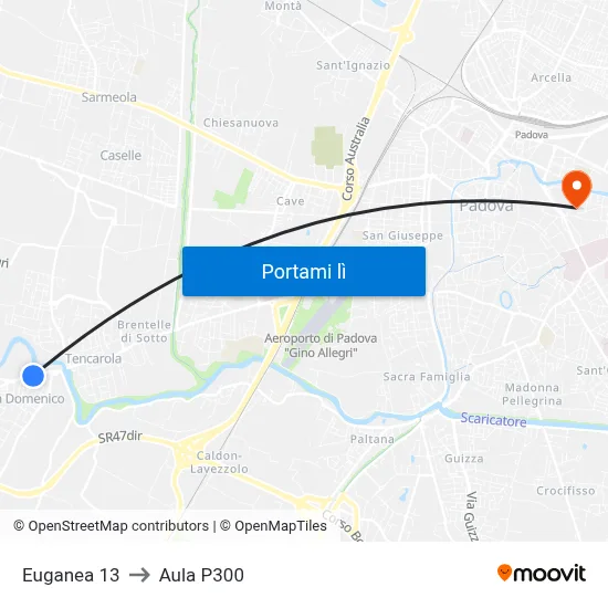 Euganea 13 to Aula P300 map