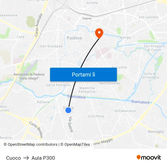 Cuoco to Aula P300 map