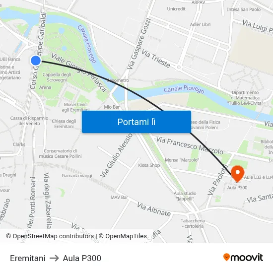 Eremitani to Aula P300 map