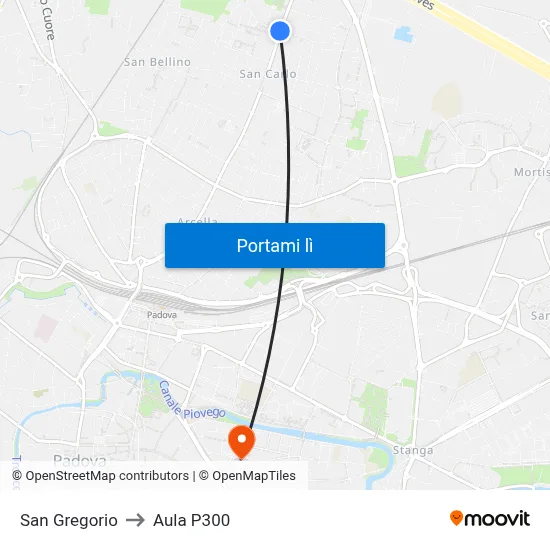 San Gregorio to Aula P300 map