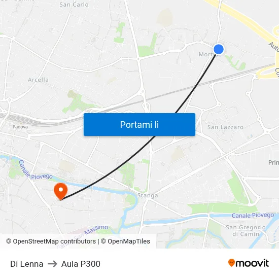 Di Lenna to Aula P300 map