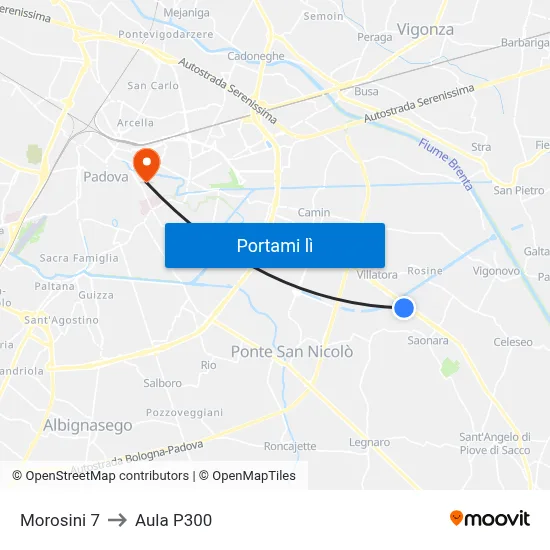 Morosini 7 to Aula P300 map