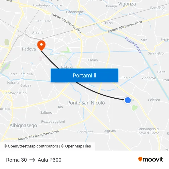 Roma 30 to Aula P300 map