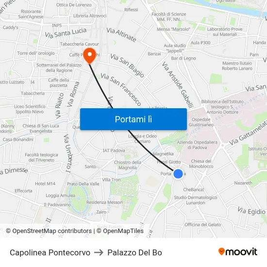 Capolinea Pontecorvo to Palazzo Del Bo map