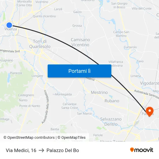 Via Medici, 16 to Palazzo Del Bo map