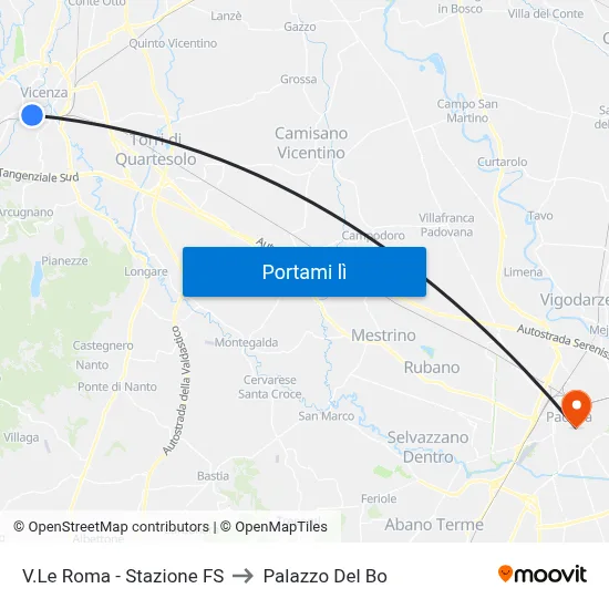 V.Le Roma - Stazione FS to Palazzo Del Bo map
