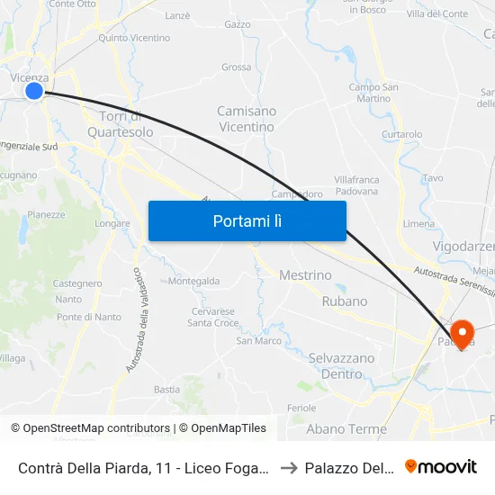 Contrà Della Piarda, 11 - Liceo Fogazzaro to Palazzo Del Bo map