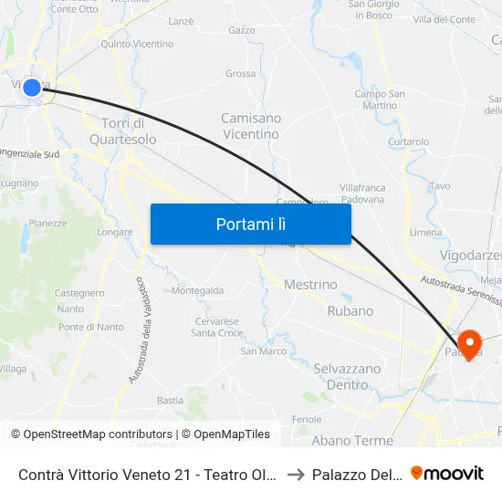 Contrà Vittorio Veneto 21 - Teatro Olimpico to Palazzo Del Bo map