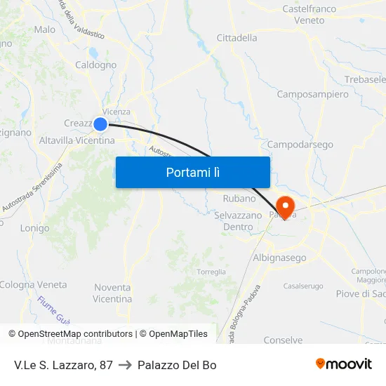 V.Le S. Lazzaro, 87 to Palazzo Del Bo map