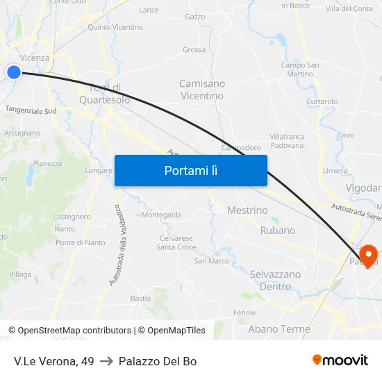 V.Le Verona, 49 to Palazzo Del Bo map