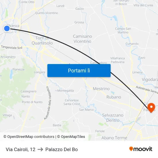 Via Cairoli, 12 to Palazzo Del Bo map