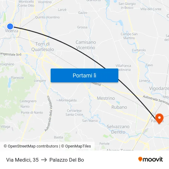 Via Medici, 35 to Palazzo Del Bo map