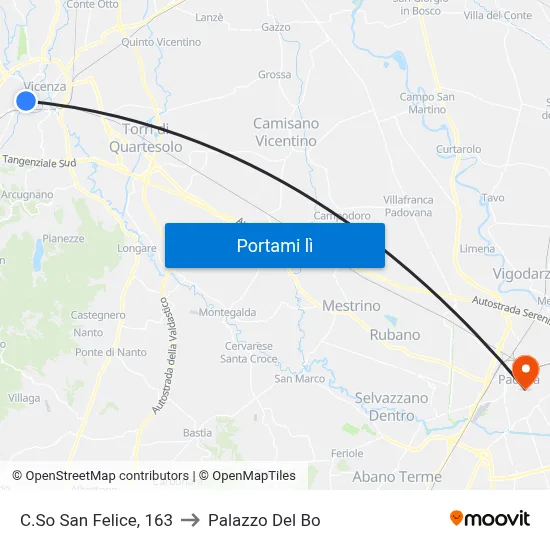 C.So San Felice, 163 to Palazzo Del Bo map
