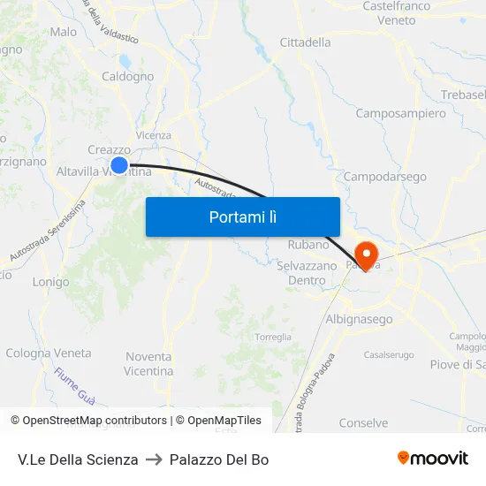 V.Le Della Scienza to Palazzo Del Bo map