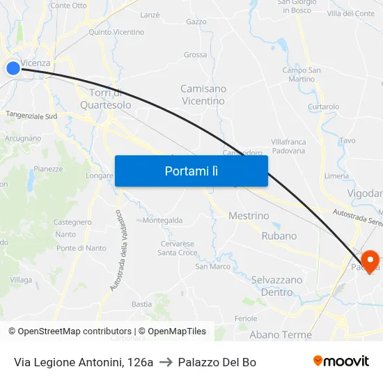 Via Legione Antonini, 126a to Palazzo Del Bo map