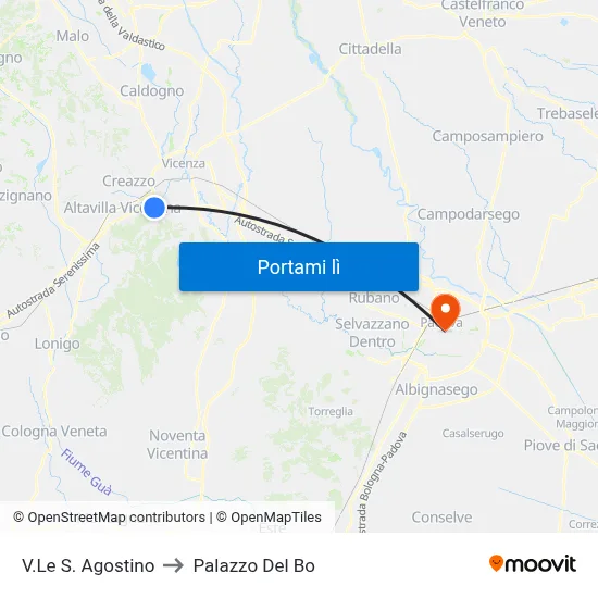 V.Le S. Agostino to Palazzo Del Bo map