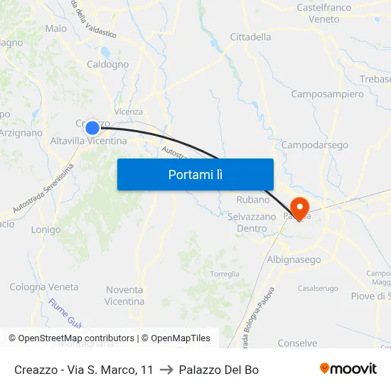 Creazzo - Via S. Marco, 11 to Palazzo Del Bo map