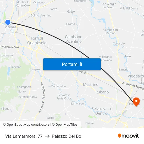 Via Lamarmora, 77 to Palazzo Del Bo map