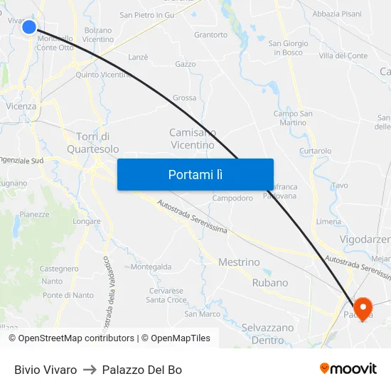 Bivio Vivaro to Palazzo Del Bo map