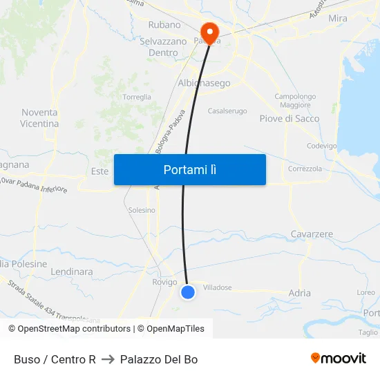 Buso / Centro R to Palazzo Del Bo map