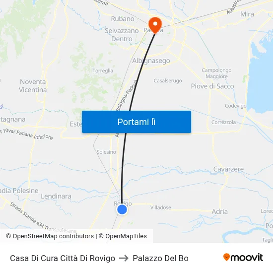 Casa Di Cura Città Di Rovigo to Palazzo Del Bo map