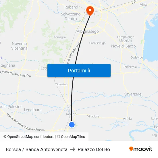 Borsea / Banca Antonveneta to Palazzo Del Bo map