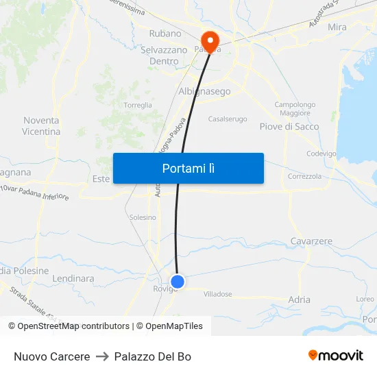 Nuovo Carcere to Palazzo Del Bo map