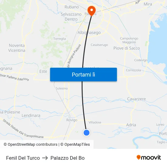 Fenil Del Turco to Palazzo Del Bo map