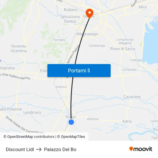 Discount Lidl to Palazzo Del Bo map