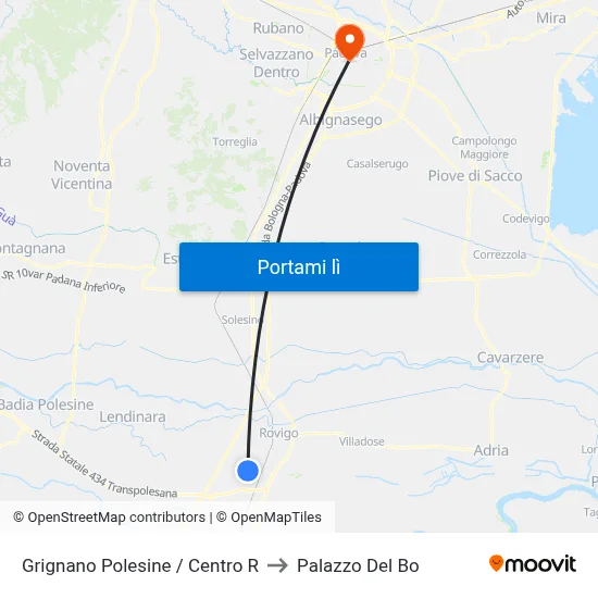 Grignano Polesine / Centro R to Palazzo Del Bo map