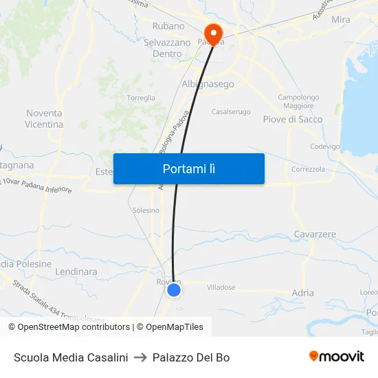 Scuola Media Casalini to Palazzo Del Bo map