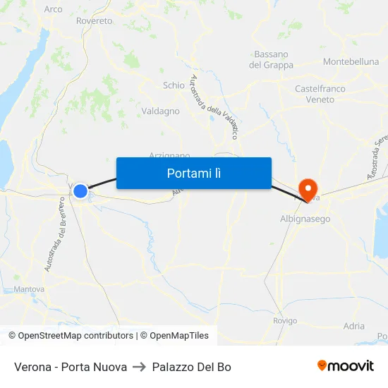 Verona - Porta Nuova to Palazzo Del Bo map