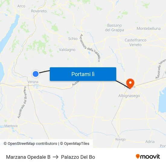 Marzana Opedale B to Palazzo Del Bo map