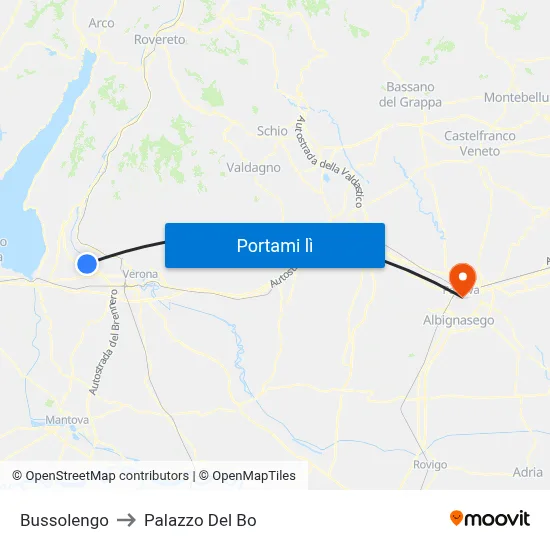 Bussolengo to Palazzo Del Bo map
