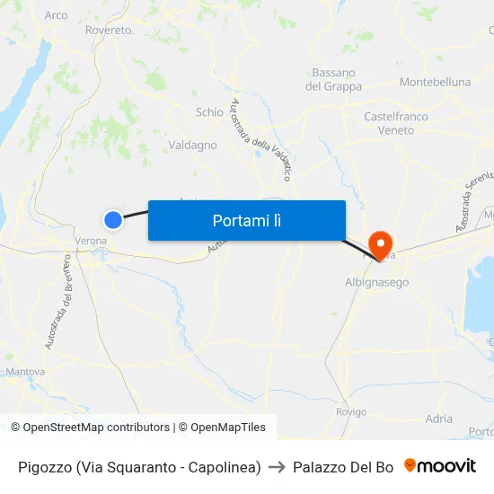 Pigozzo (Via Squaranto - Capolinea) to Palazzo Del Bo map
