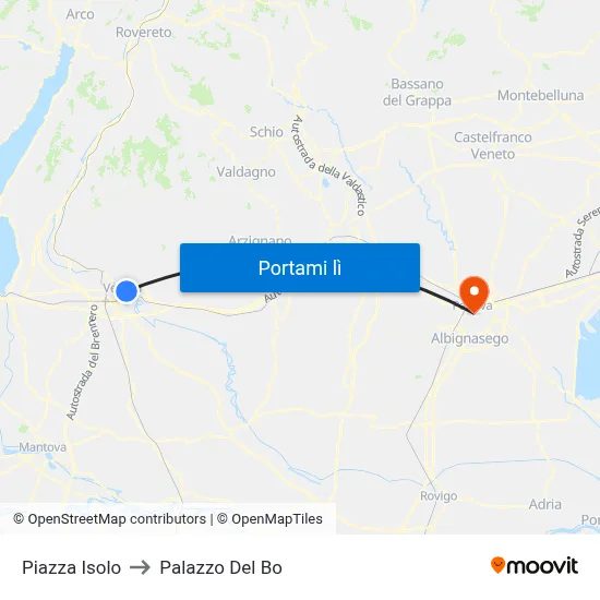 Piazza Isolo to Palazzo Del Bo map