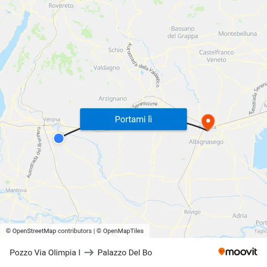 Pozzo Via Olimpia I to Palazzo Del Bo map