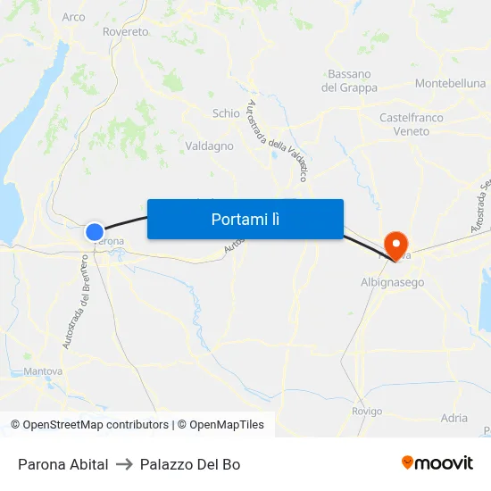 Parona Abital to Palazzo Del Bo map