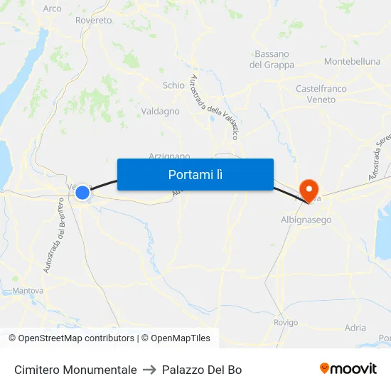 Cimitero Monumentale to Palazzo Del Bo map