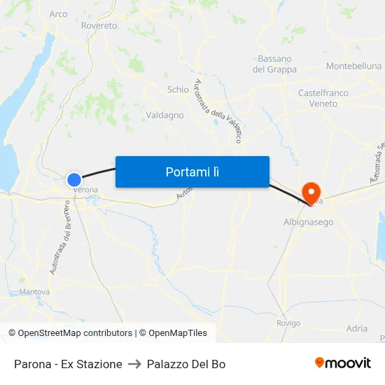 Parona - Ex Stazione to Palazzo Del Bo map