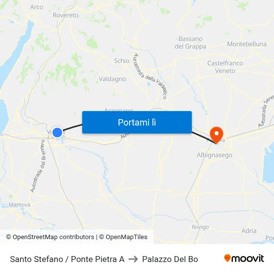 Santo Stefano / Ponte Pietra A to Palazzo Del Bo map