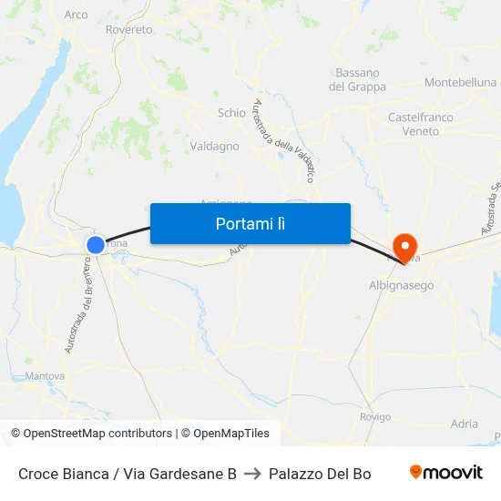 Croce Bianca / Via Gardesane B to Palazzo Del Bo map