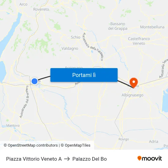 Piazza Vittorio Veneto A to Palazzo Del Bo map