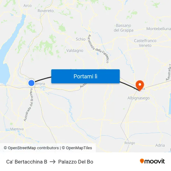 Ca' Bertacchina B to Palazzo Del Bo map