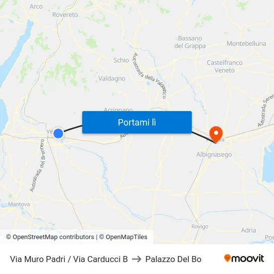 Via Muro Padri / Via Carducci B to Palazzo Del Bo map