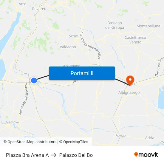 Piazza Bra Arena A to Palazzo Del Bo map